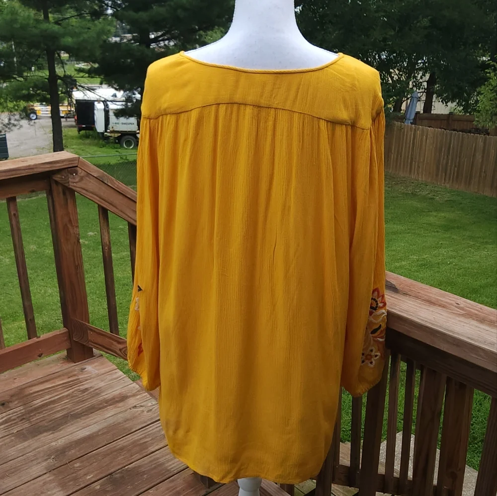 St John's Bay yellow mustard blouse XL